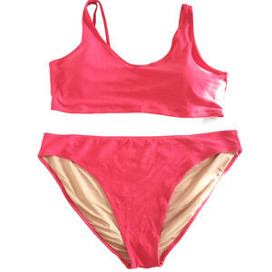 Old Navy Women PLUS SIZE 4X Red 2 Piece Terry Cloth Bikini Swim Top Bottom Set